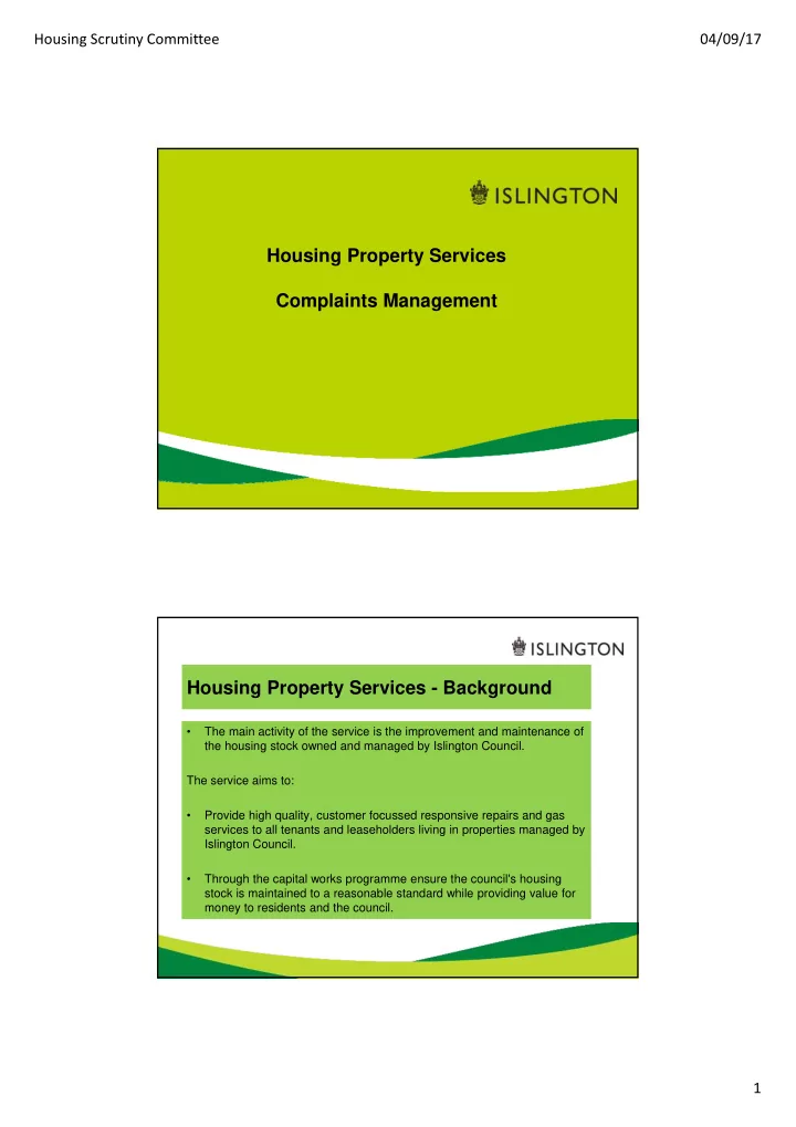 housing property services complaints management housing