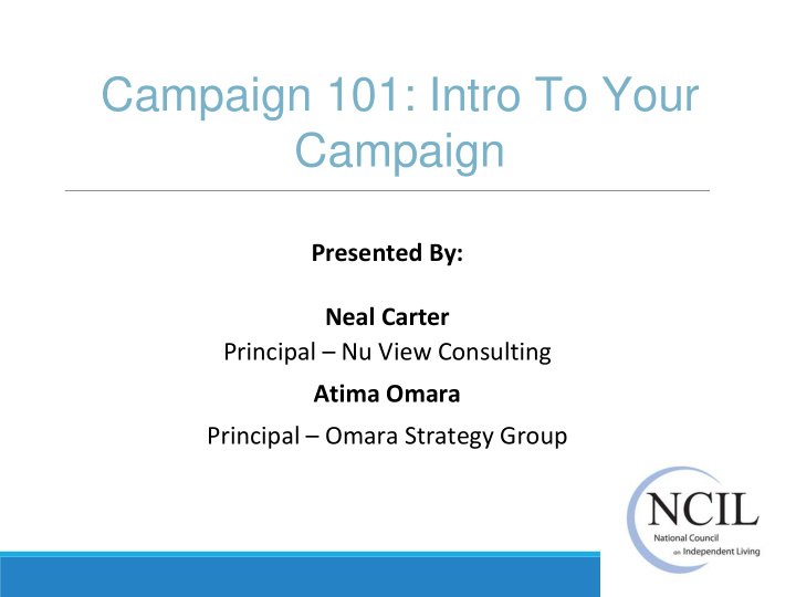 campaign 101 intro to your campaign