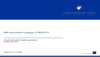 EMA communication campaign for EEAD 2019  Annual meeting with all eligible organisations  20