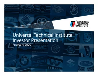 Universal Technical Institute  Investor Presentation  February 2020  ForwardLooking Statements
