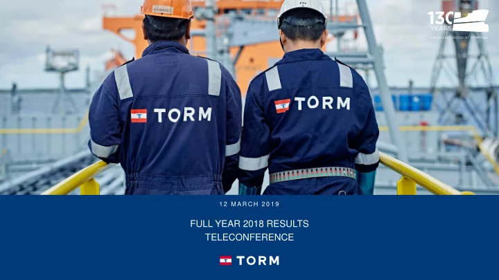 full year 2018 results teleconference