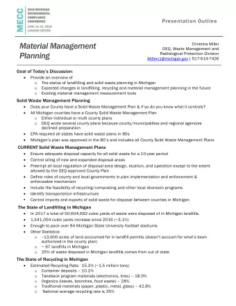 Material Management Christina Miller  DEQ, Waste Management and  Planning  Radiological Protection