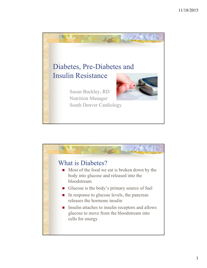 diabetes pre diabetes and insulin resistance