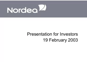 Presentation for Investors  19 February 2003  Contents  Press conference  Page 3  Financial