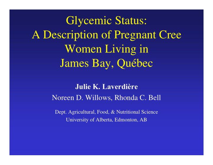 glycemic status a a description of pregnant cree i i f c