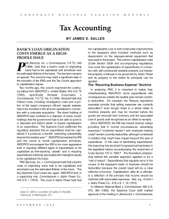 P  (1998), held that a banks costs of originating  now cover the capitalization of expenditures