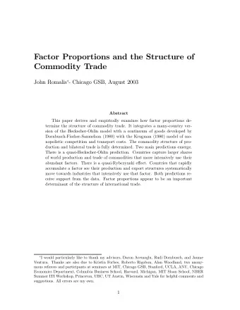 Factor Proportions and the Structure of  Commodity Trade John Romalis  - Chicago GSB, August