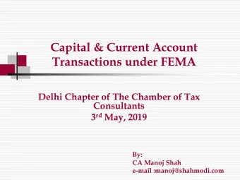 Capital &amp; Current Account  Transactions under FEMA  Delhi Chapter of The Chamber of Tax