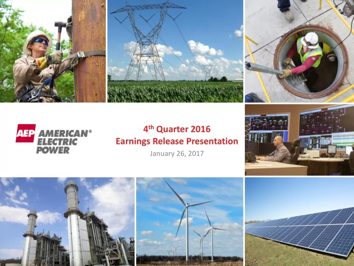 4 th quarter 2016 earnings release presentation