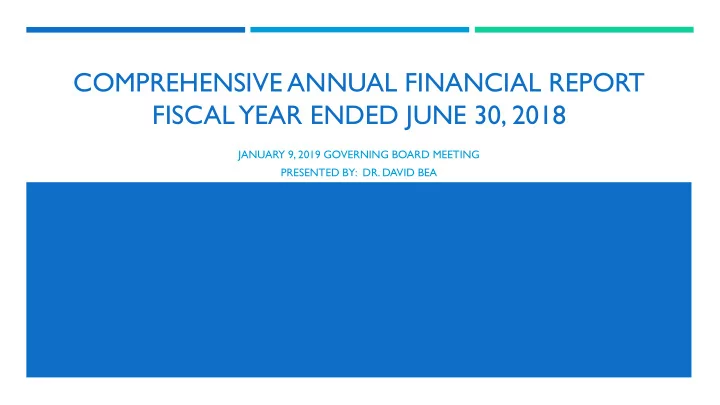 comprehensive annual financial report fiscal year ended