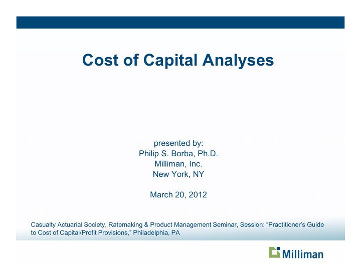 cost of capital analyses