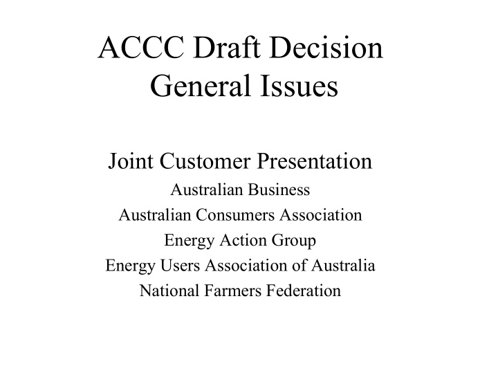 accc draft decision general issues