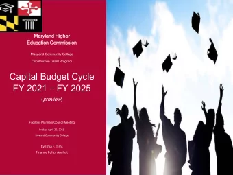 Capital Budget Cycle  FY 2021  FY 2025 ( preview )  Facilities Planners Council Meeting  Friday,