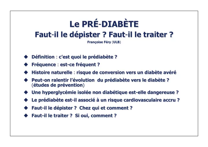 le pr diab te