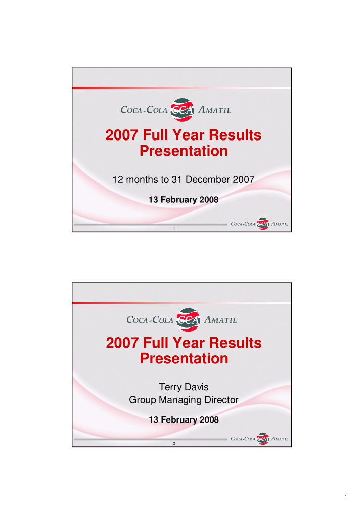 2007 full year results presentation