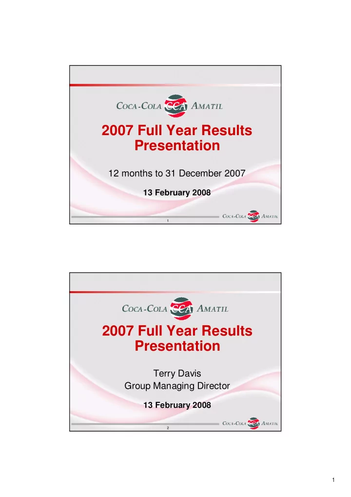 2007 full year results presentation