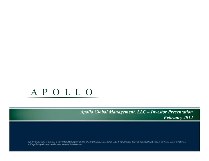 apollo global management llc investor presentation