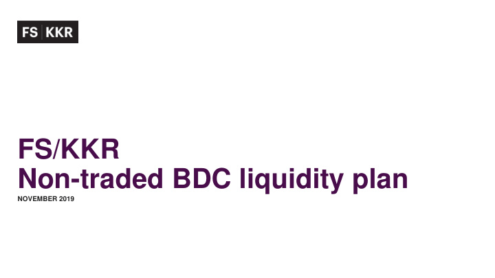 non traded bdc liquidity plan