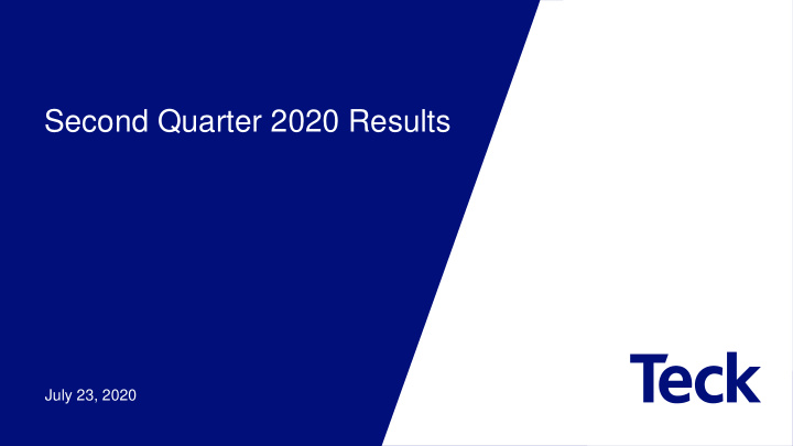 second quarter 2020 results