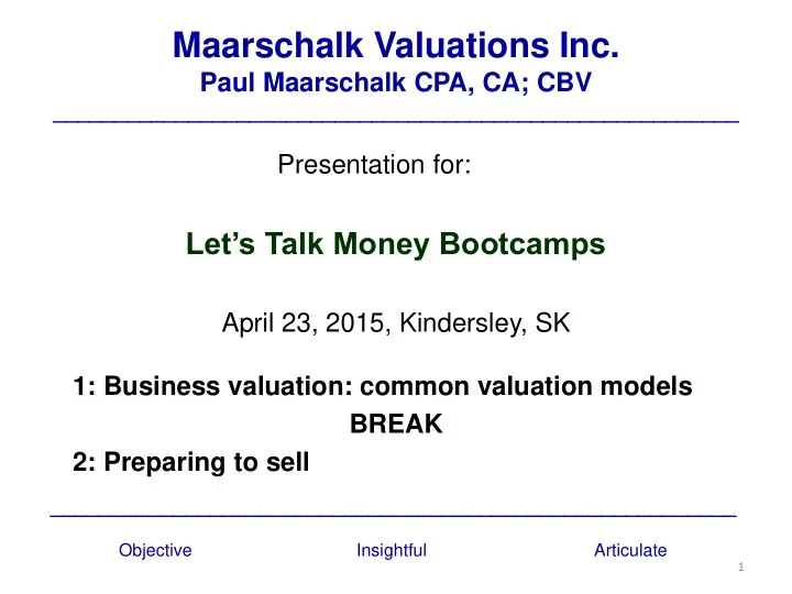 maarschalk valuations inc