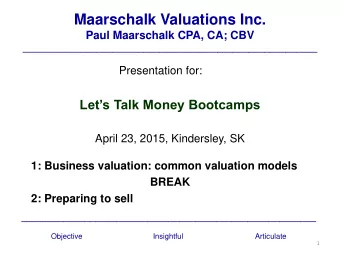 Maarschalk Valuations Inc.  Paul Maarschalk CPA, CA; CBV
