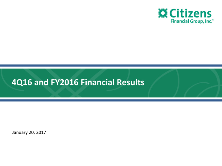 4q16 and fy2016 financial results