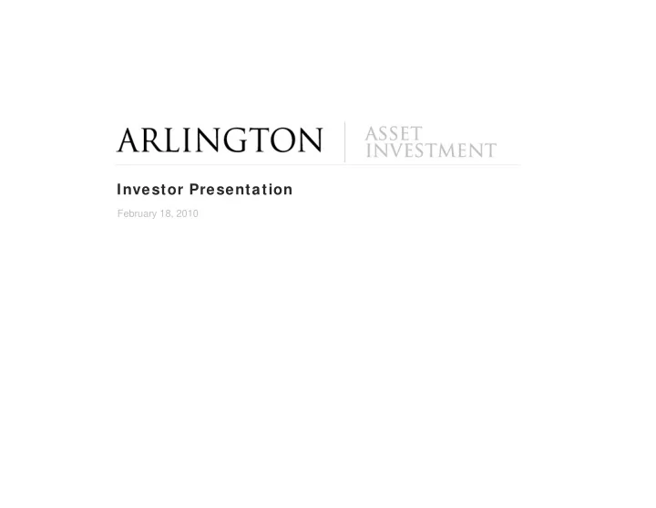 investor presentation