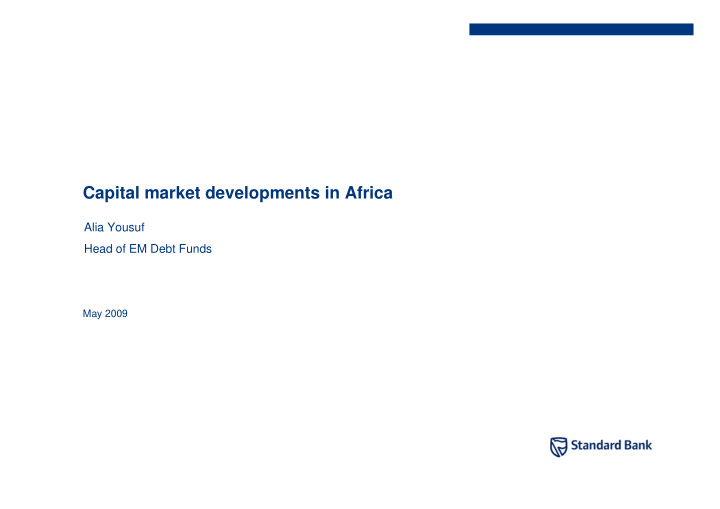 capital market developments in africa