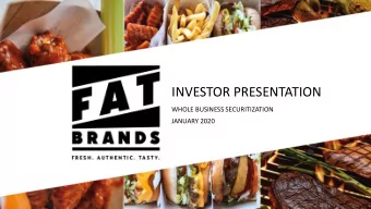 INVESTOR PRESENTATION  WHOLE BUSINESS SECURITIZATION  JANUARY 2020  1  LEGAL DISCLAIMER  The