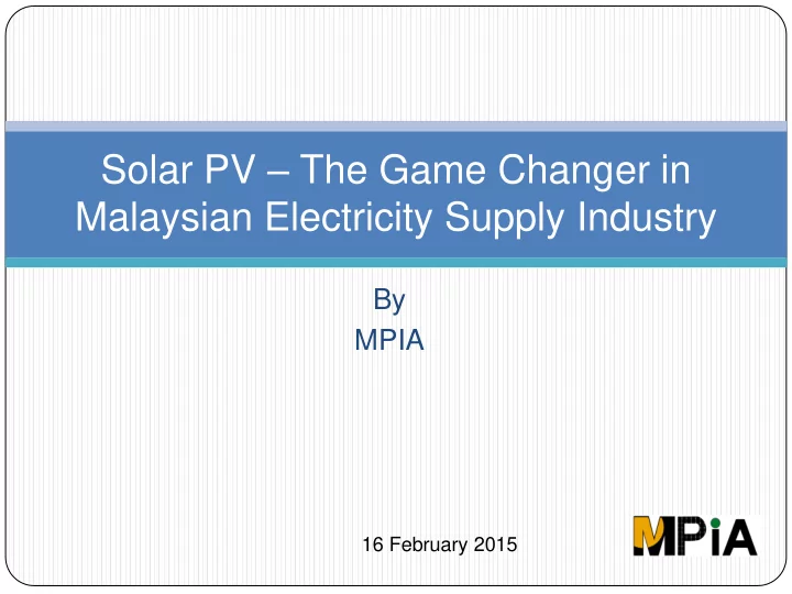 solar pv the game changer in