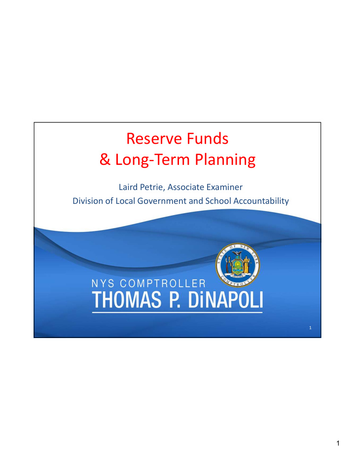 reserve funds long term planning