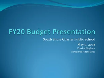 South Shore Charter Public School  May 9, 2019  Kristine Bingham  Director of Finance/HR  Inspiring