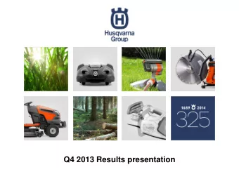 Q4 2013 Results presentation  Summary 2013  Q4  Good sales development across all business areas