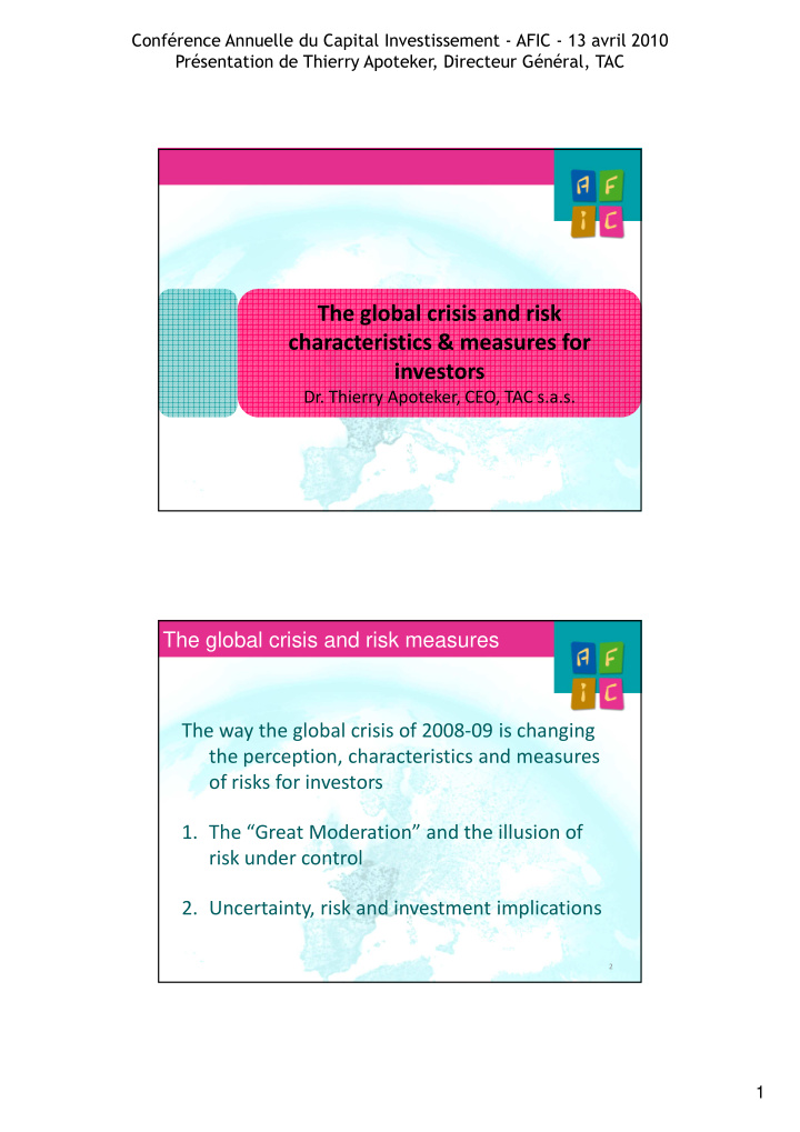 the global crisis and risk characteristics measures for
