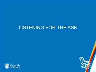 LISTENING FOR THE ASK  Who are we?  Veronica Augustin, BSc, CAPM  Senior Project Manager