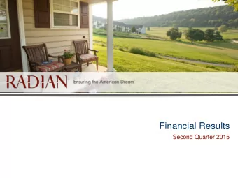 Financial Results  Second Quarter 2015  Safe Harbor Statements  All statements in this report that
