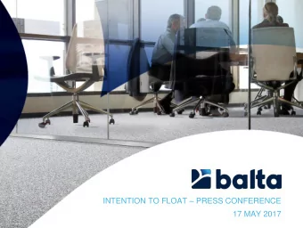 17 MAY 2017  Disclaimer This presentation comprises certain written materials/slides prepared by