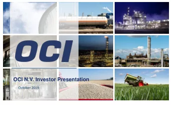OCI N.V. Investor Presentation  October 2019  Disclaimer  This presentation