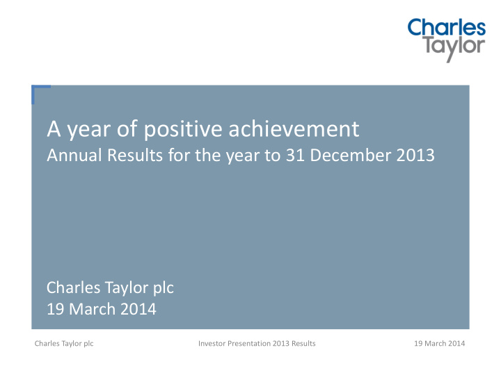 a year of positive achievement