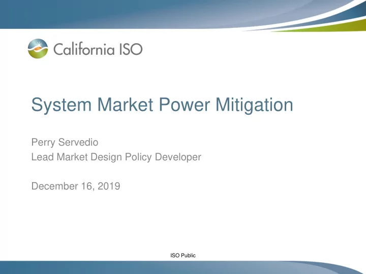 system market power mitigation