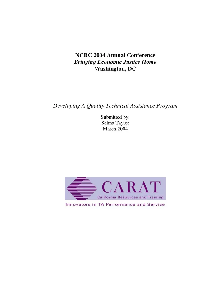 ncrc 2004 annual conference bringing economic justice