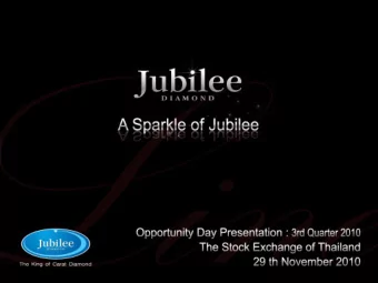Contents  Q3Y10 Highlights  About Jubilee  Financial Summary  2010 Outlook  Q3Y10  HIGHLIGHTS