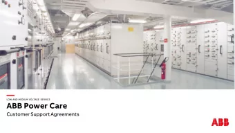 LOW AND MEDIUM VOLTAGE SERVICE  ABB Power Care  Customer Support Agreements    ABB Power