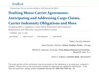 Drafting Motor Carrier Agreements:  Anticipating and Addressing Cargo Claims,  Carrier Indemnity
