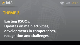 THEME 2  Existing RSOOs:  Updates on main activities,  developments in competences,  recognition