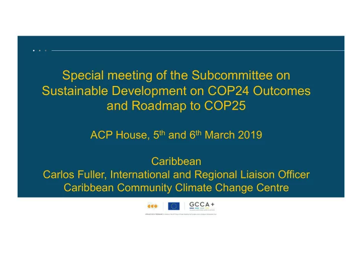 special meeting of the subcommittee on sustainable