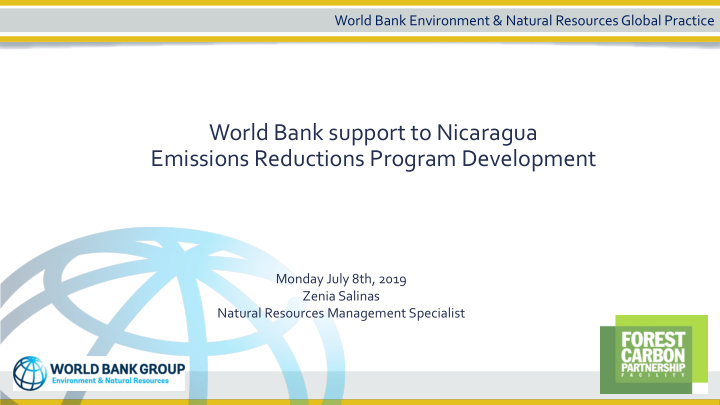 world bank support to nicaragua emissions reductions