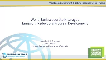 World Bank support to Nicaragua  Emissions Reductions Program Development  Monday July 8th, 2019