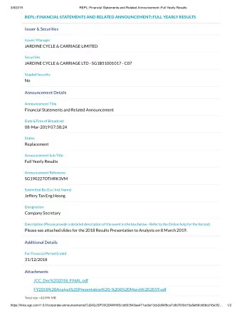 REPL::FINANCIAL STATEMENTS AND RELATED ANNOUNCEMENT::FULL YEARLY RESULTS  Issuer &amp; Securities
