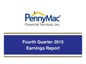Fourth Quarter 2015  Earnings Report  Forward-Looking Statements  This presentation contains